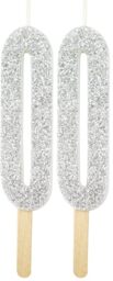 PME Silver Glitter Number Candle 0 (Pack of 2)