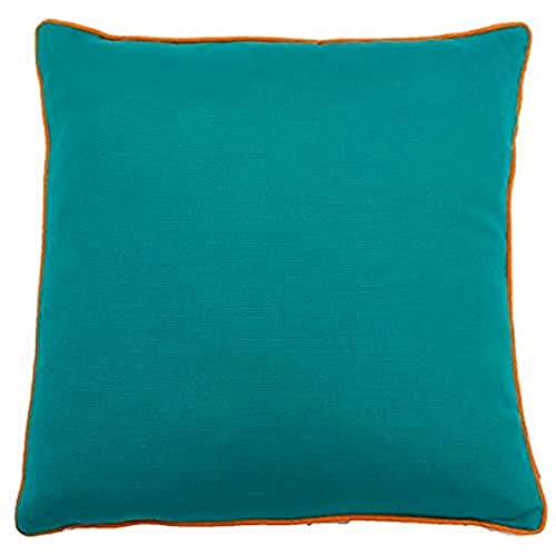 Paoletti Riva Home Bamboo Feather Filled Cushion, Viscose, Turquoise/Orange