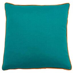 Paoletti Riva Home Bamboo Feather Filled Cushion, Viscose, Turquoise/Orange