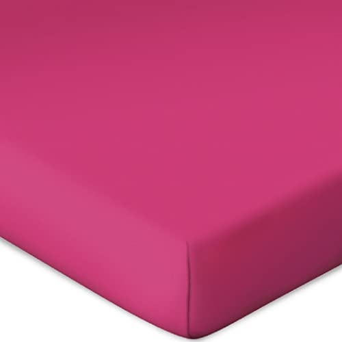Bassetti Fitted Sheet for Box Spring Topper Plain Fuchsia K2/576 Size 90 x 190 100 x 220 cm