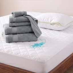 BERIBO Serenity Towel Set with Pillow & Mattress Protector (Small Double, Grey)