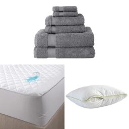 BERIBO Serenity Towel Set with Pillow & Mattress Protector (Small Double, Grey)