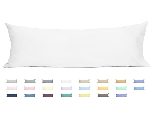 Sunflower Body Pillowcase 100% Cotton Long Pillow Cover/Case Envelope Closure 1 Pack, 21×54 inches White, Soft and Breathable