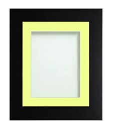 Frame Company Watson Matte Black Picture Photo Frame fitted with Perspex, 6x4 inch with Lemon Bon Bon Mount for image size 5x3 inch