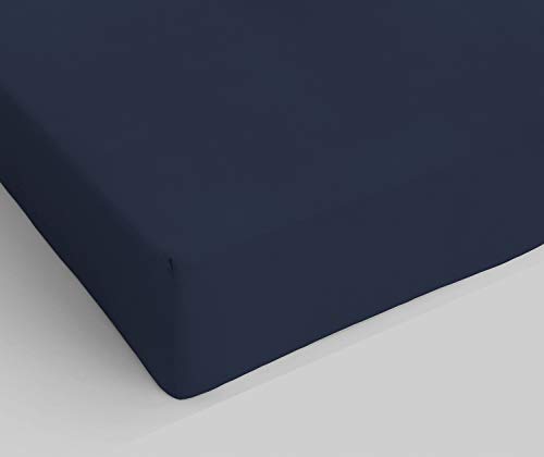 "Italian Bed Linen Fitted Sheet ""Elegant"" with Corner, Microfiber, Maxi double, Dark blue"