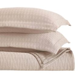 Superior 3 Piece Cotton Bedspread Set, Home Bed Decor, Decorative Bed Spread, 2 Pillow Shams, Medium Weight Blanket, Matelasse Coverlet Bedding, Calvert Collection, California King, Beige