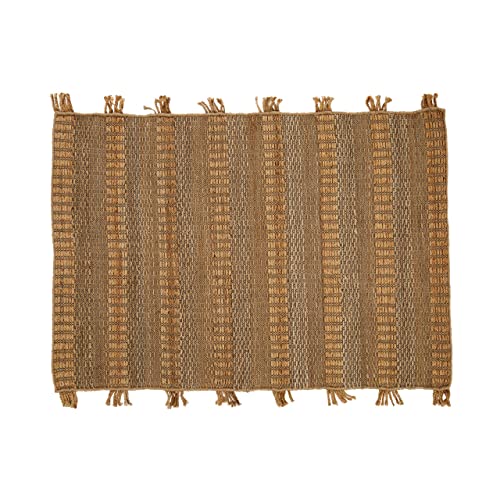 Premier Housewares Small Striped Rug For Living Room/Hand Crafted Hemp Bedroom Rug/Sustainable Rugs For Bedroom W180 x D120 x H1cm Weight 6.1kg.