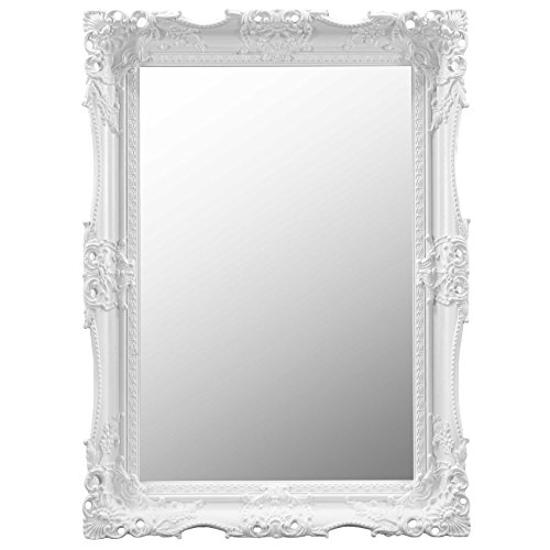 Large White Very Ornate Antique Design Big Wall Mirror 3ft1 X 2ft3 (94cm X 68cm)