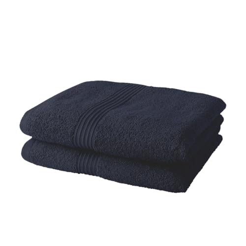 TODAY Set of 2 Hand Towels 50 x 90 cm 100% Cotton Navy