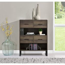 DHP Furniture Candon Bookcase with Bins Brown