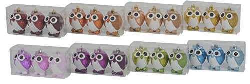 Christmas Gifts 41906 Christmas Decoration Owl Shape 8 Assorted (Pack of 3)