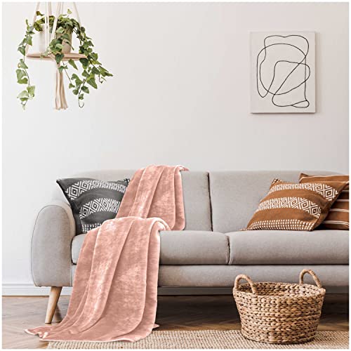 Gaveno Cavailia Faux Fur Throw Sofa Bed Mink Blanket, Super Soft Fluffy Easy Care Lightweight Design, Cosy Warm Settee FleeceThrows [King (200X240 Cm), Peach], Fleece, 250029