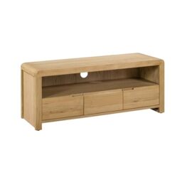 "Julian Bowen Curve TV Unit for up to 65"" TVs, Oak Effect - H46 x W115cm"
