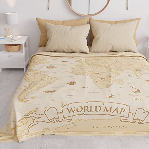 PETTI Artigiani Italiani - Bedspread One and Half Spring Summer, Light Blanket One and a Half Square, Bed Sheet Set, World 02 100% Made in Italy