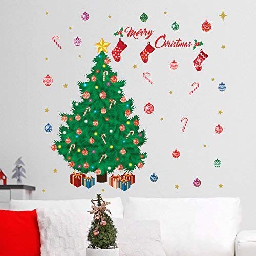 "Christmas Decorations Wall Stickers ""Merry Christmas with Christmas Tree "" Wall Murals Decals Living Room Children Nursery School Restaurant Cafe Hotel Home Décor"