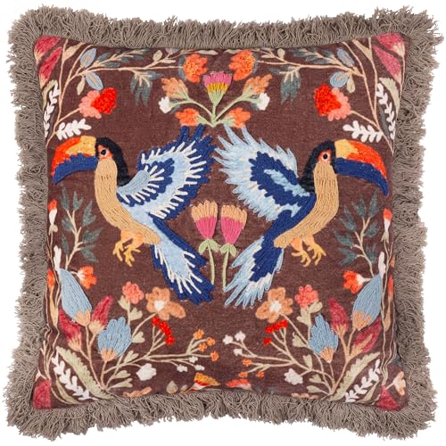 furn. Wylder Tropics Mirrored Toucan Embroidered Polyester Filled Cushion - Multicolour - 45x45cm
