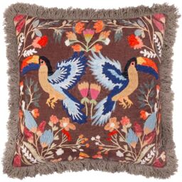 furn. Wylder Tropics Mirrored Toucan Embroidered Polyester Filled Cushion - Multicolour - 45x45cm
