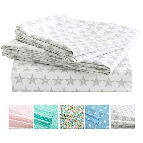 Vonty Kids Bed Sheets Twin XL Stars Printed Sheets for Boys & Girls, Soft Lightweight Microfiber Easy Wash Bedding Set (1 Fitted Sheet + 1 Flat Sheet + 1 Pillowcase)