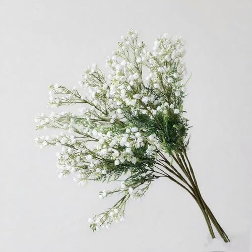 Lukigif Babys Breath Artificial Flowers Bulk, White Faux Baby Breath Flowers Artificial Real Touch Fake Gypsophila Bouquets for Outdoors Wedding Floral Arrangement Party Home Decoration