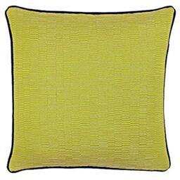 "Riva Paoletti Putney Polyester Filled Cushion - Citrine Yellow - Reversible Geometric Striped Design - Jacquard Weave - Contrasting Navy Piped Edges - 100% Polyester - 45 x 45cm (18"" x 18"" inches)"