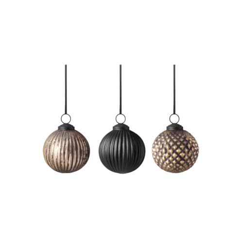 Villeroy & Boch ??? Christmas Chic glass Christmas bauble set 3 items black, modern Christmas decoration, elegant decoration for Xmas, glass