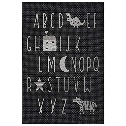 Hanse Home ABC Alphabet Children's Flat Woven Rug Black/Cream Size: 80 x 150 cm