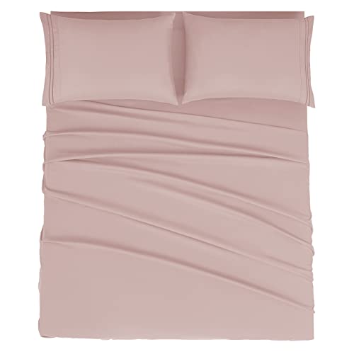 Mejoroom California King Size Sheet Set - Soft Microfiber Bed Sheets,Deep Pocket Fitted Sheet, Breathable, Wrinkle & Fade Resistant - 4 Piece (California King,Dusty Pink)