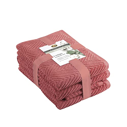 Gözze - Towel Set, 2 Hand Towels (50 x 100 cm), 2 Bath Towels (70 x 140 cm) and 2 Guest Towels (30 x 50 cm), 100% Cotton, 480 g/m² - Red