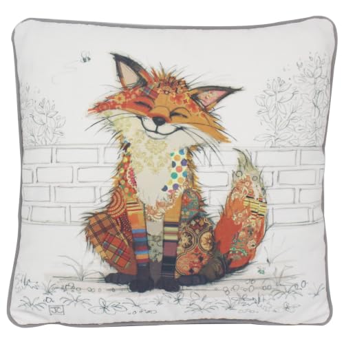 L & P Home & Gifts Lesser & Pavey Frankie Fox Cushion Bug Art - Colourful wildlife design, soft feel, decorative accessory, comfortable filling, suitable for gifting