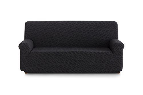 blindecor Picasso Elastic Sofa Cover 2 SEATER, Fabric, Black, 90 x 130 x 100 cm