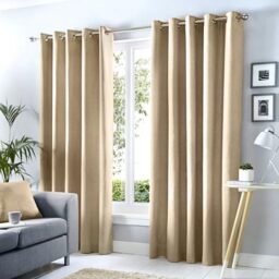 Fusion - Natural Blackout Curtains W90 x L72 (229 x 183cm) - 100% Cotton - Thick Weave 2 Panels - Natural Eyelet Curtains - Soundproof/Thermal Curtains in Natural - Curtains for Bedroom/Living Room