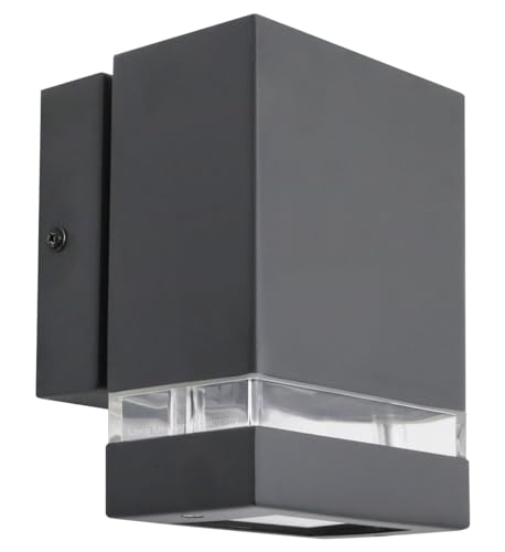 Long Life Lamp Company Rectangular Outdoor Wall Light Anthracite IP44 Clear Diffusers Modern Minimalist GU10 Garden Wall Light ZLC369B