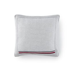 Tommy Hilfiger - Decorative Throw Pillow Cover Grey Mesh 100% Organic Cotton Mini Stripe Plain Border Soft Modern Cushion Cover 40x40cm