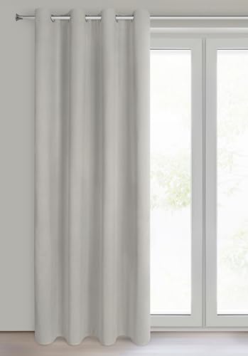 Eurofirany NITA Blackout Curtain, 100% Room Darkening Velvet Curtain, Thermal Insulated Eyelet Curtains for Bedroom Living Room, 55x98 inches - Dark Beige