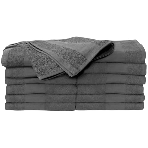 ForPro Premium Bleach Tough Salon Towels, Cool Grey, 100% Cotton, Bleach-Proof Towels, Stain Resistant, 16” W x 27” L, 12-Count