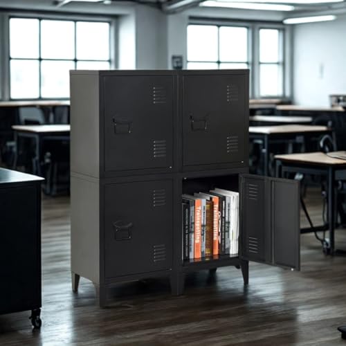 FurnitureR 1-Pack Black File Cabinet, Compact and Modern Design, Durable Metal Construction, Ideal for Home and Office, Removable Shelf for Customizable Storage