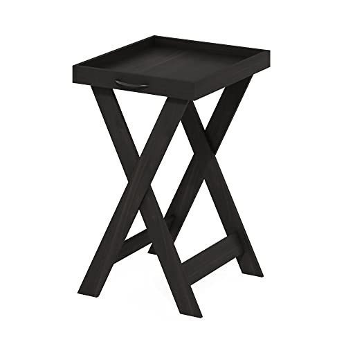 Furinno CLASSIC Side Table, Tray Top End Table with X-Legs, Criss-Crossed Night Stand, Bedside Table, Tray Table, for Living Room, Bedroom, Espresso