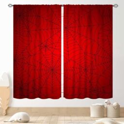 "TKUYO Super Hero Spider Curtains, Red Superhero Spider Web Boys Curtains for Kids Baby Room Living Room Bedroom Nursery Playroom Blackout Drapes 2 Panel Sets, 42""x45"" Inch"