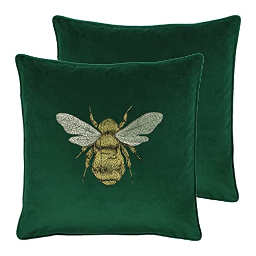 Paoletti Hortus Twin Pack Feather Filled Cushions, Emerald, 50 x 50cm