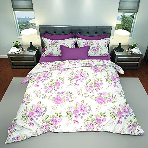 Homemania Pink Bedding – Double – with Fitted, Sheet and Pillowcase – Multi-Coloured Cotton, 240 x 290 cm, Multicolored