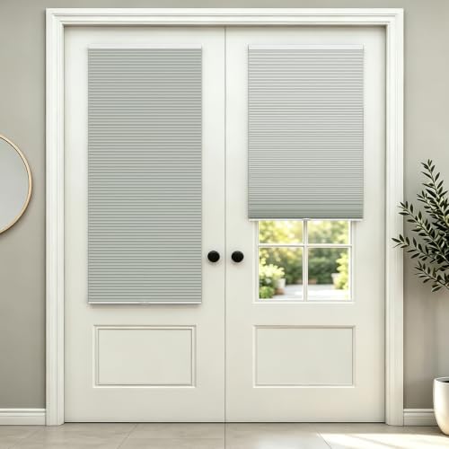 "Changshade Blackout Cordless Cellular Shades for Windows,Honeycomb Blinds with Thermal Insulation,UV Protection,Child Safe,Privacy Light Control,Easy to Install,27"" w x 48"" h,Grey"