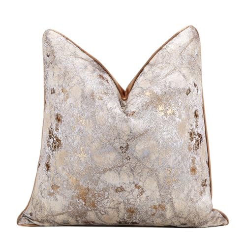 "vctops Marble Decorative Luxurious Throw Pillow Covers Jacquard Square Cushion Cases Pillowcase for Bed Sofa Couch Chair Car Home Decor (Marble Gold,18""x18"")"
