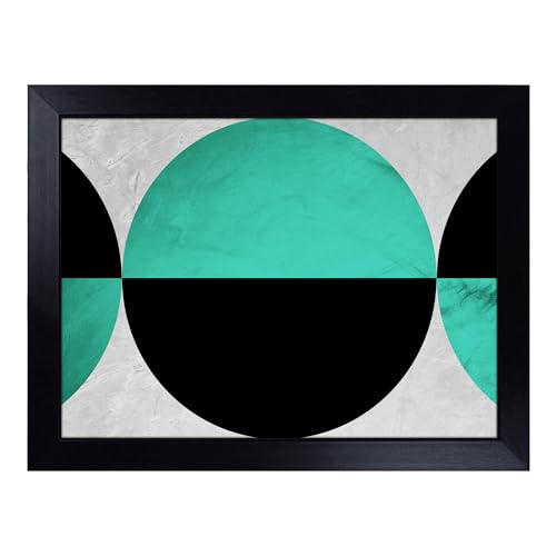 Lap Tray with Bean Bag Cushion, Spherical Abstract - Handmade in the UK, Raised Wooden Edge, Padded Cushion, Heat-Resistant Wipe-Clean Surface, for Meals, Laptops and Crafts