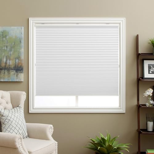 "Cellular Shades Cordless Blackout Honeycomb Blinds Fabric Window Shades White(Blackout), 24"" W x 64"" H"