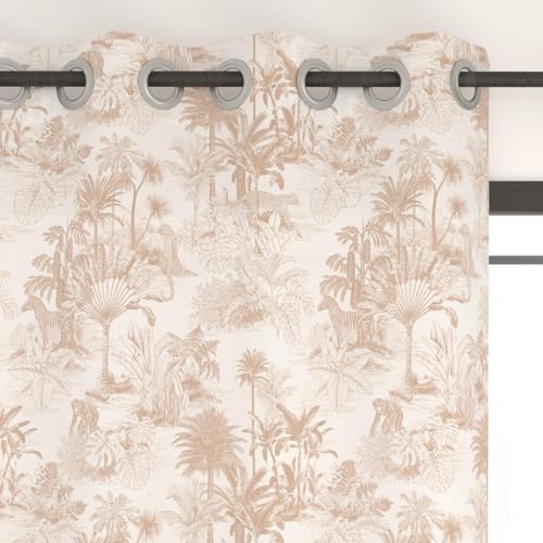Soleil d'ocre, Printed Curtain with Eyelets Polycotton 135 x 250 cm Kenya