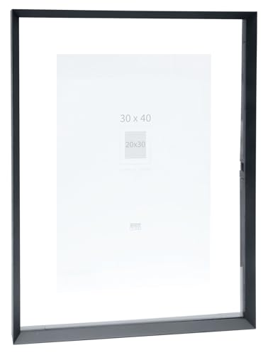 Deknudt Frames - Photo frame - between two glasses - black edge - aluminium - for format up to 30x40 cm - S028K2 - to hang