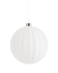 White Ribbed Velvet Christmas Bauble 15 cm, Extra Large Tree Ornament