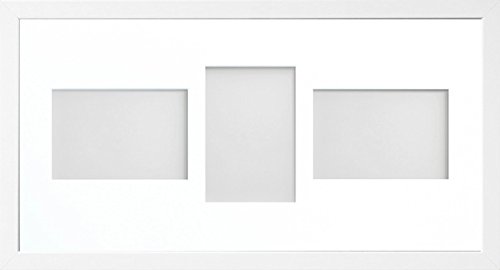 Allington Range 20x10-inch White Picture Photo Frame with White 3-Aperture Mount for Image Size 6x4-inch (LPL)