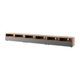 Selsey REDNAW - Modern TV Stand/TV Cabinet with 3 Drawers / 300 cm/Wotan Oak/Grey Gloss