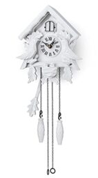 TIMEGEAR Cuckoo Clock with Night Mode, Singing Bird, Wooden Decorations and Swinging Pendulum (White)